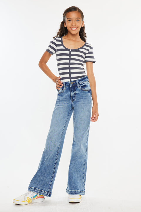 Glen High Rise Wide Leg Flare Kid Jeans - Official Kancan USA