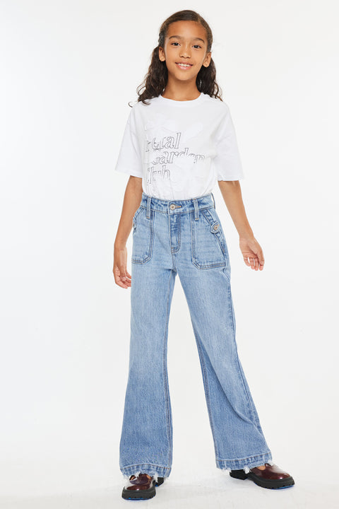 Sherri High Rise Wide Leg Flare Kid Jeans - Official Kancan USA