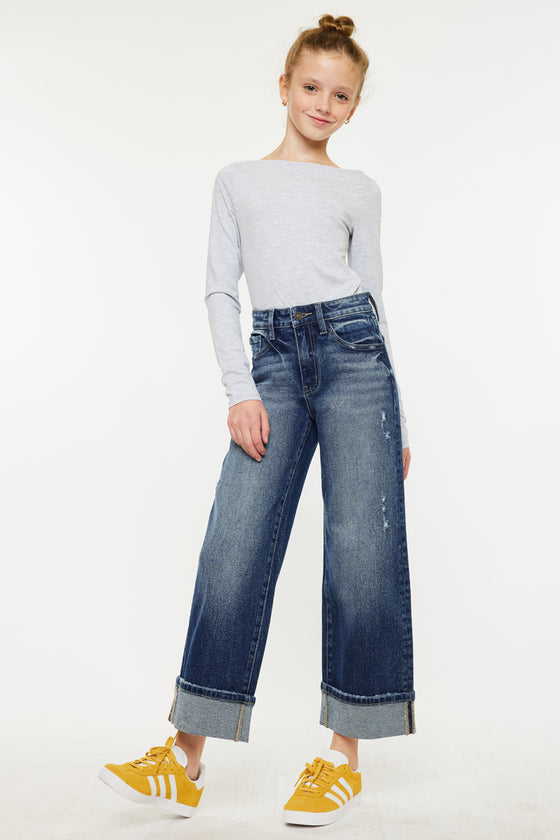 Cleo High Rise Kids Cropped Wide Leg