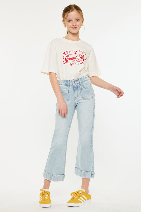 Evie High Rise Kids Cropped Flare Jeans