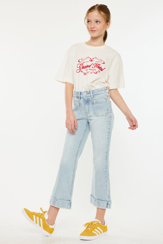 Evie High Rise Kids Cropped Flare Jeans