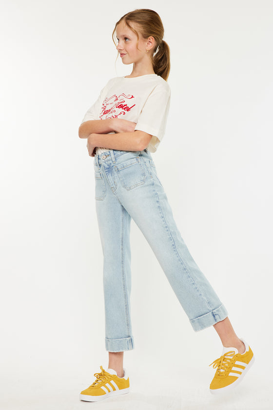 Evie High Rise Kids Cropped Flare Jeans