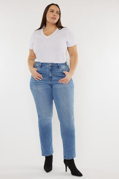 Alannah High Rise Slim Straight Leg Jeans (Plus Size)