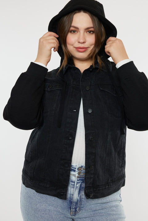 Tori Hooded Boyfriend Denim Jacket (Plus Size) - Official Kancan USA