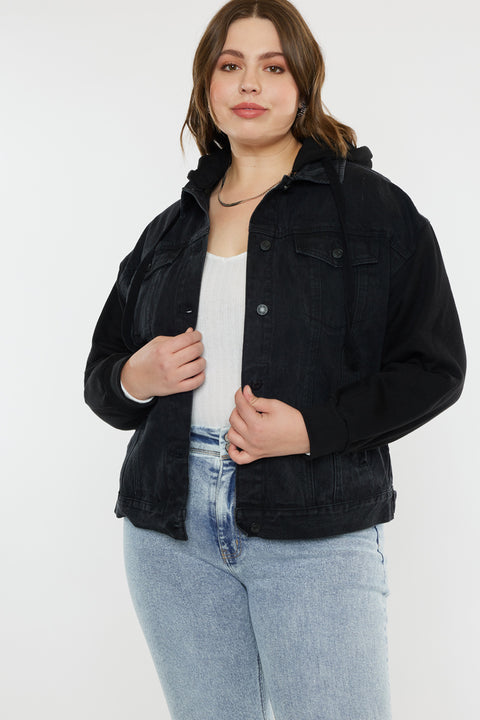 Tori Hooded Boyfriend Denim Jacket (Plus Size) - Official Kancan USA