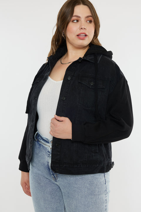 Tori Hooded Boyfriend Denim Jacket (Plus Size) - Official Kancan USA