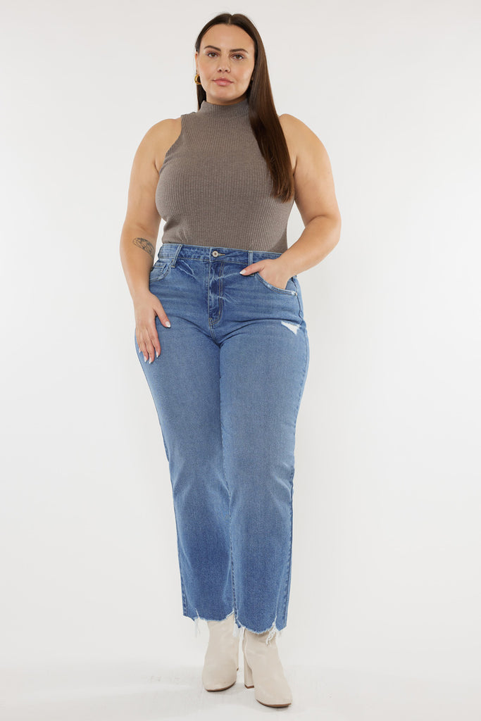 Cassiel High Rise Slim Wide Leg Jeans (Plus Size) - Official Kancan USA