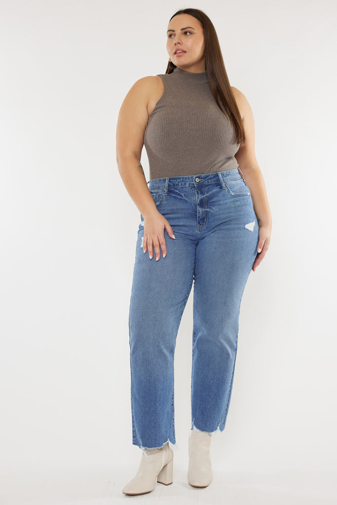 Cassiel High Rise Slim Wide Leg Jeans (Plus Size) - Official Kancan USA