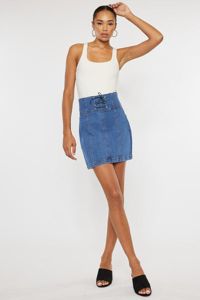 Missguided Blue High Waisted Corset Mini Skirt - ShopStyle