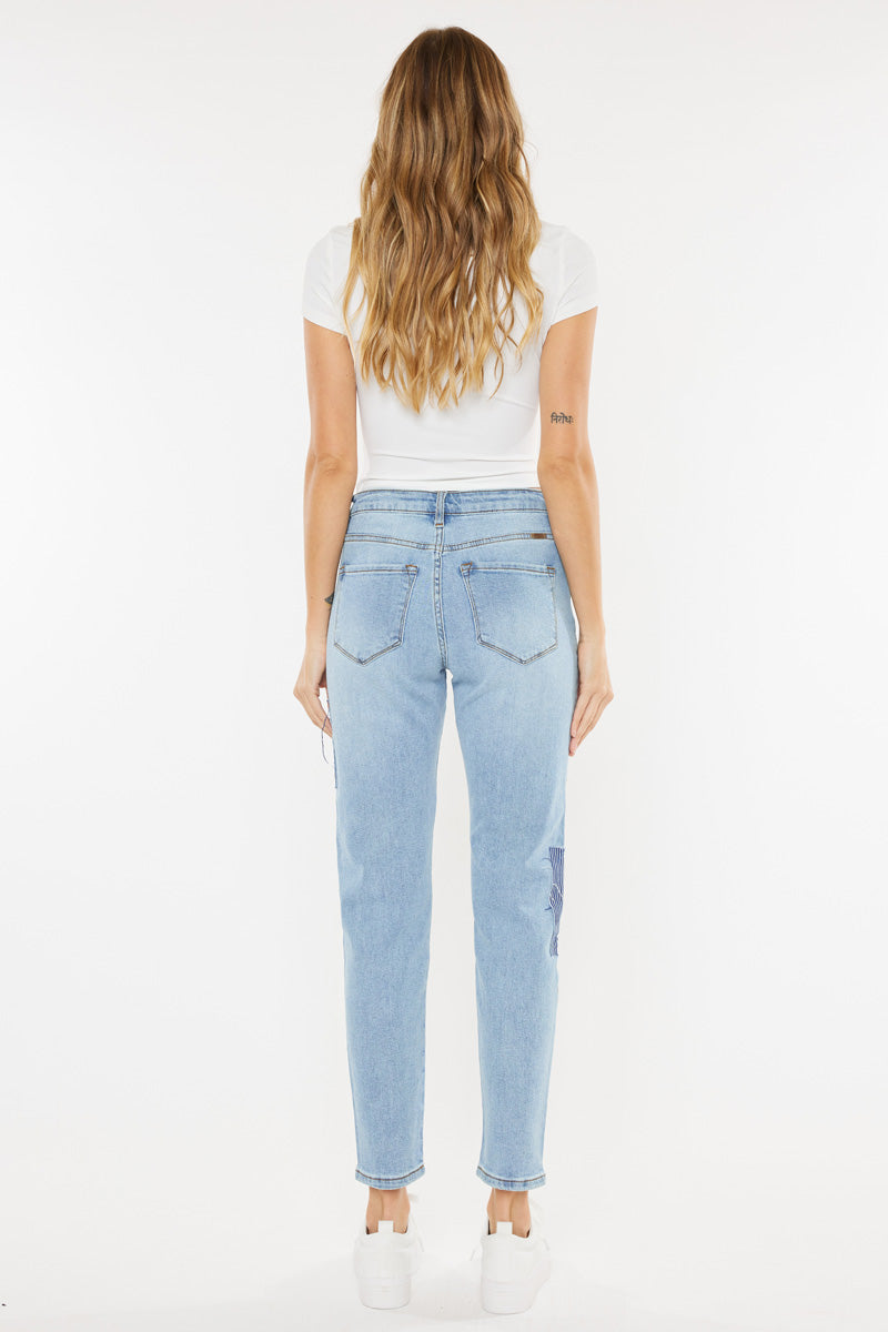 Kancan factory High Rise Stripe Mom Jeans