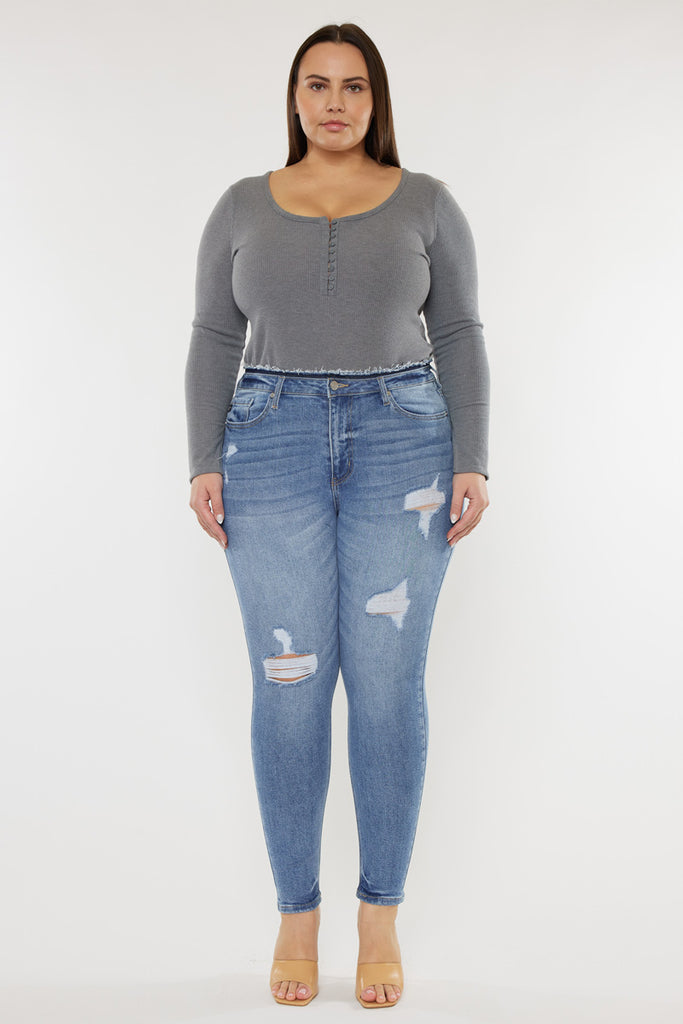 Ivory High Rise Super Skinny Jeans (Plus Size) - Official Kancan USA