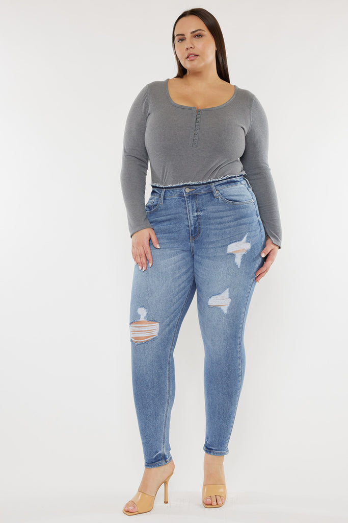 Ivory High Rise Super Skinny Jeans (Plus Size) - Official Kancan USA