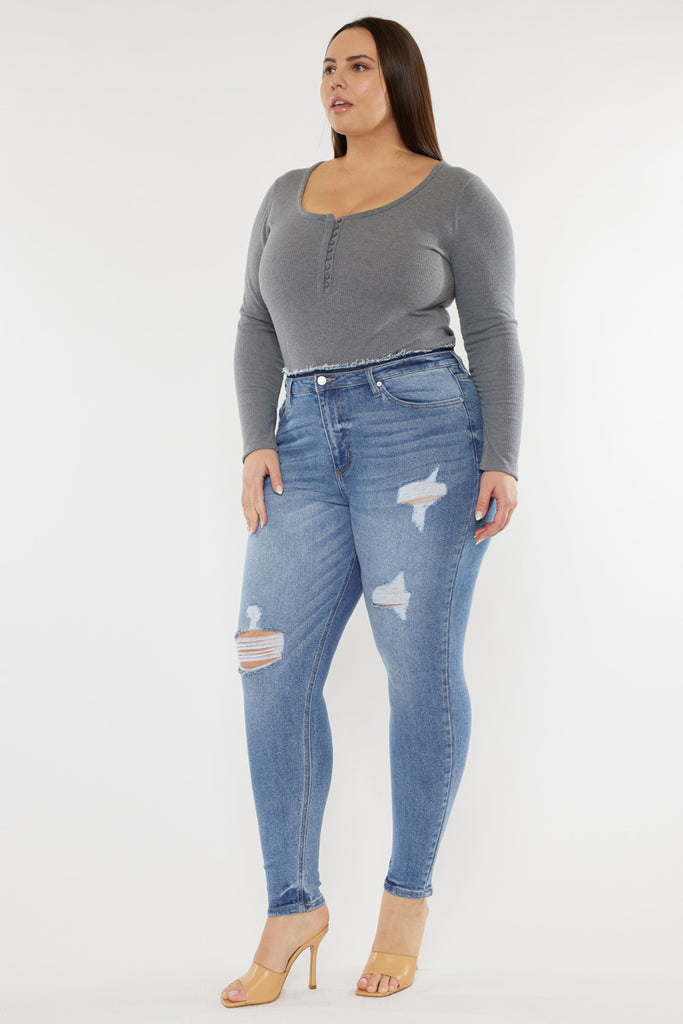 Ivory High Rise Super Skinny Jeans (Plus Size) - Official Kancan USA