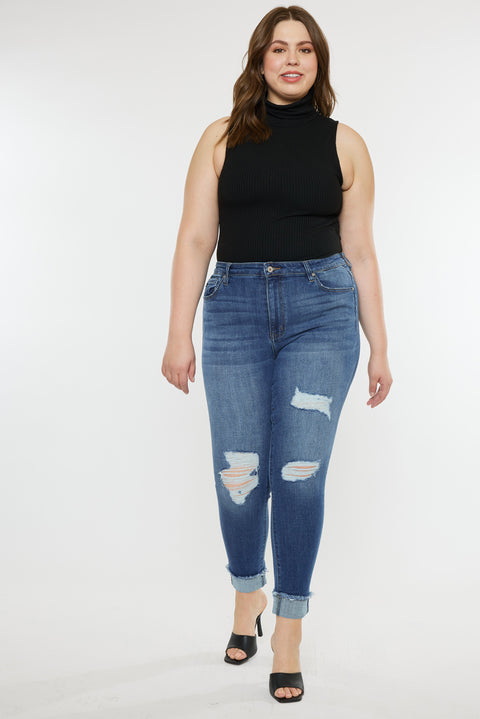 Stevie Mid Rise Ankle Skinny Jeans (Plus Size) - Official Kancan USA