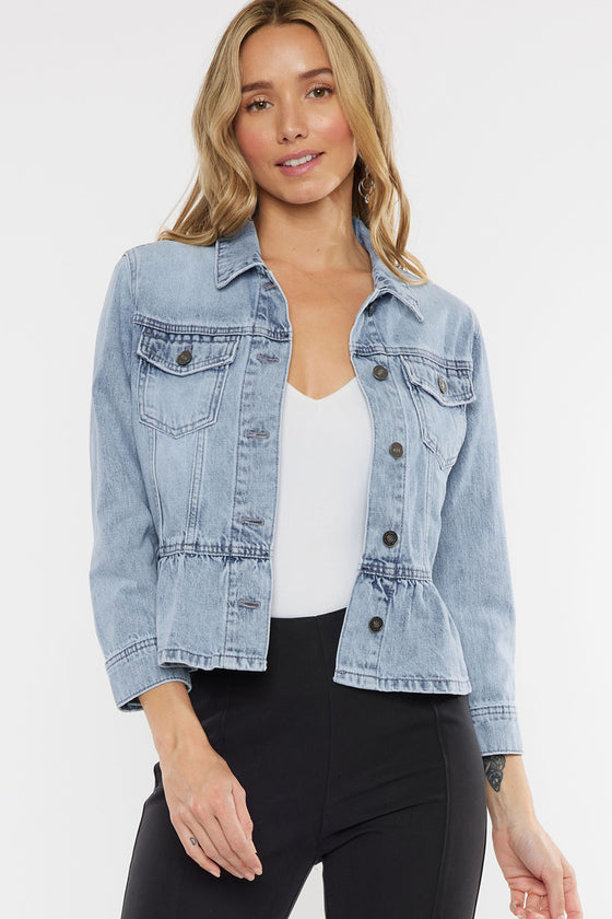 Women's All About The Patch Crop Denim Jacket, Adult Large