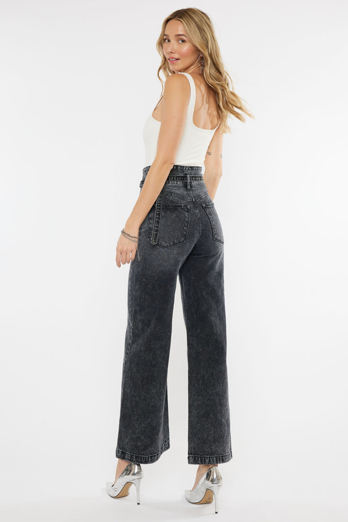 Zinc Ultra High Rise Belted 90's Wide Leg Jeans - Official Kancan USA