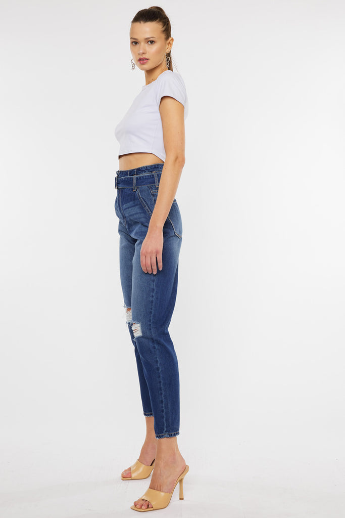 Blossom Ultra High Rise Belted Mom Jeans - Official Kancan USA