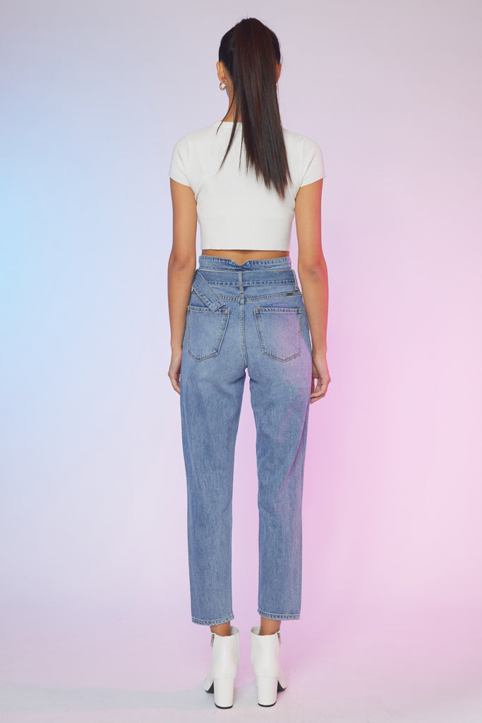 Blossom Ultra High Rise Belted Mom Jeans - Official Kancan USA