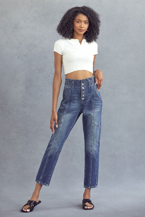 Bronte Ultra High Rise Paperbag Mom Jeans - Official Kancan USA