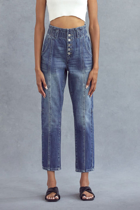 Bronte Ultra High Rise Paperbag Mom Jeans - Official Kancan USA