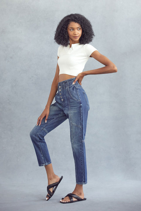 Bronte Ultra High Rise Paperbag Mom Jeans - Official Kancan USA