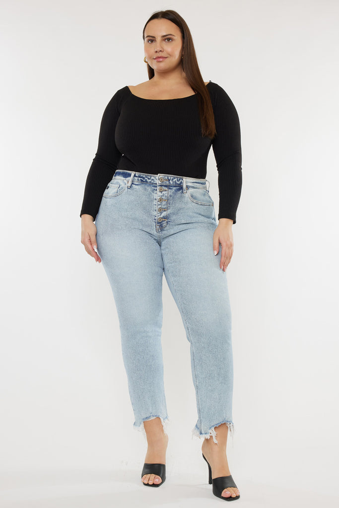 Mapel High Rise Slim Straight Jeans (Plus Size) - Official Kancan USA