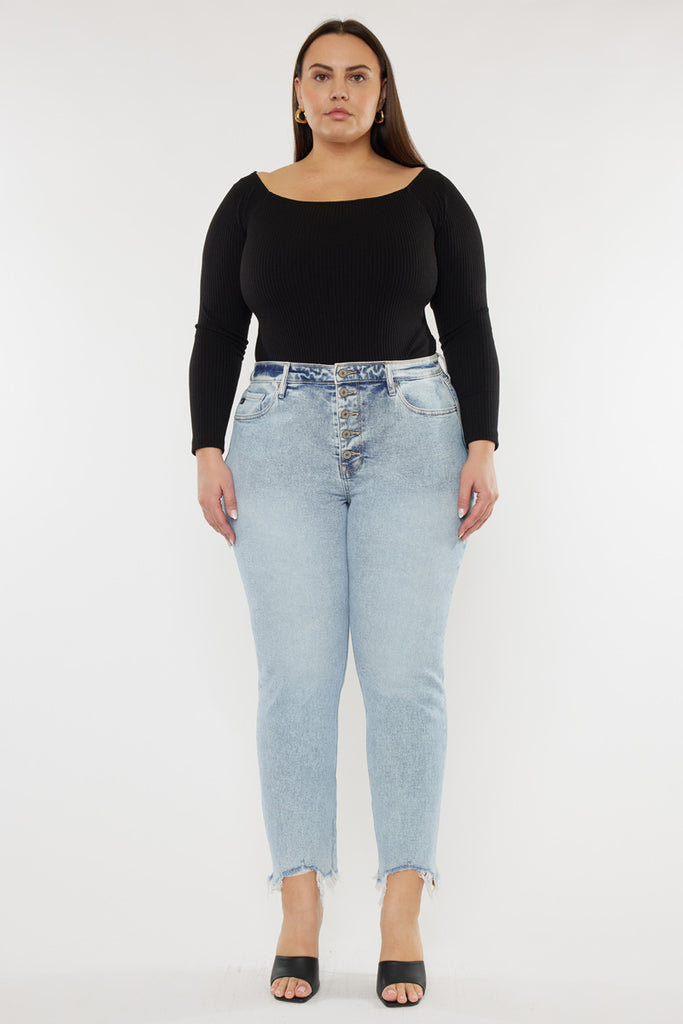 Mapel High Rise Slim Straight Jeans (Plus Size) - Official Kancan USA