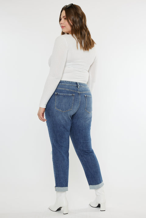 Jayleen Mid Rise Slim Boyfriend Jeans (Plus Size) - Official Kancan USA